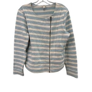 Caslon Striped Full Zip Cozy Jacket‎ Comfy Blue White XL